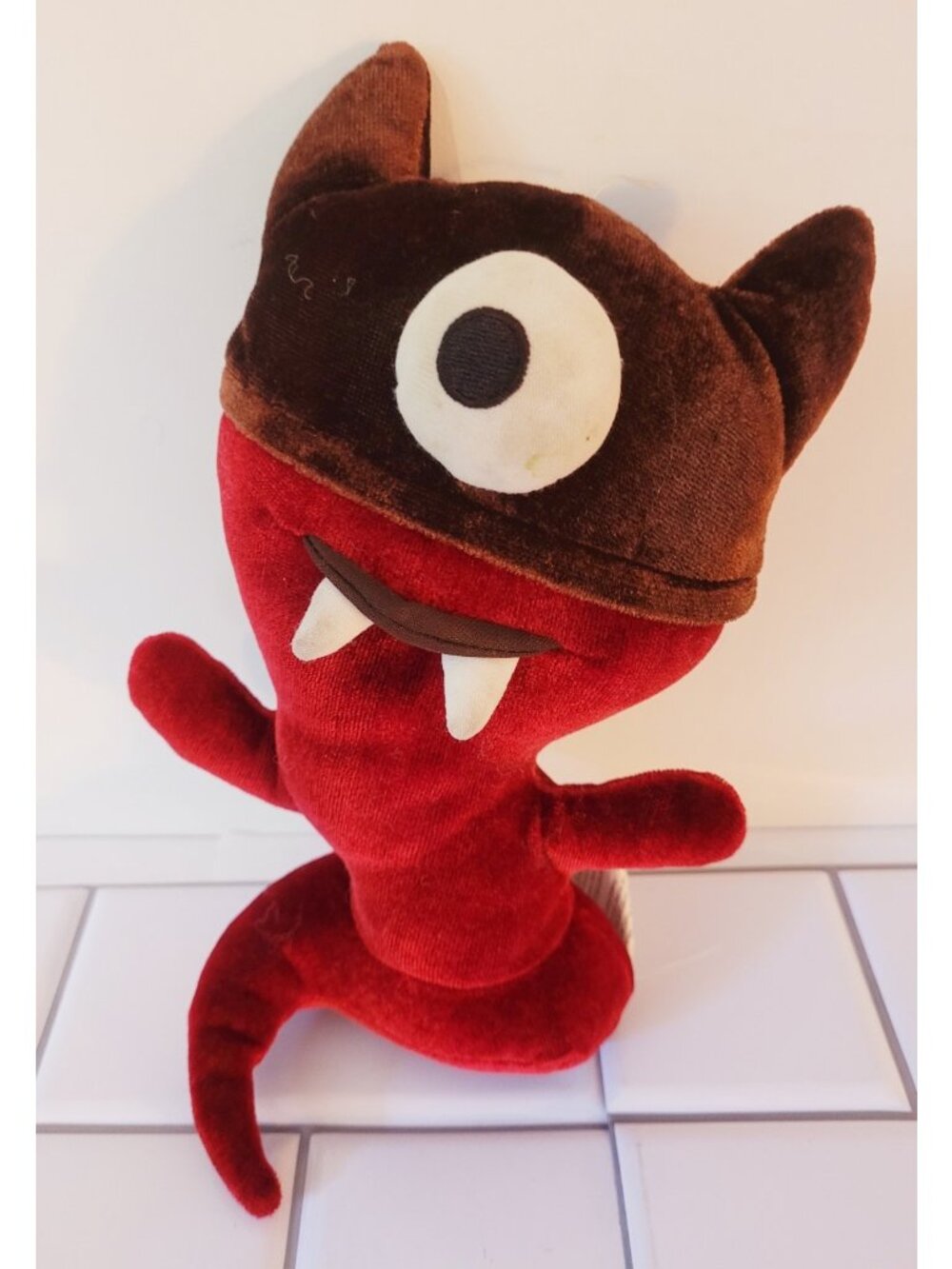 Starbucks Coffee Company Red and Brown 8" Plush One Eyed Monster